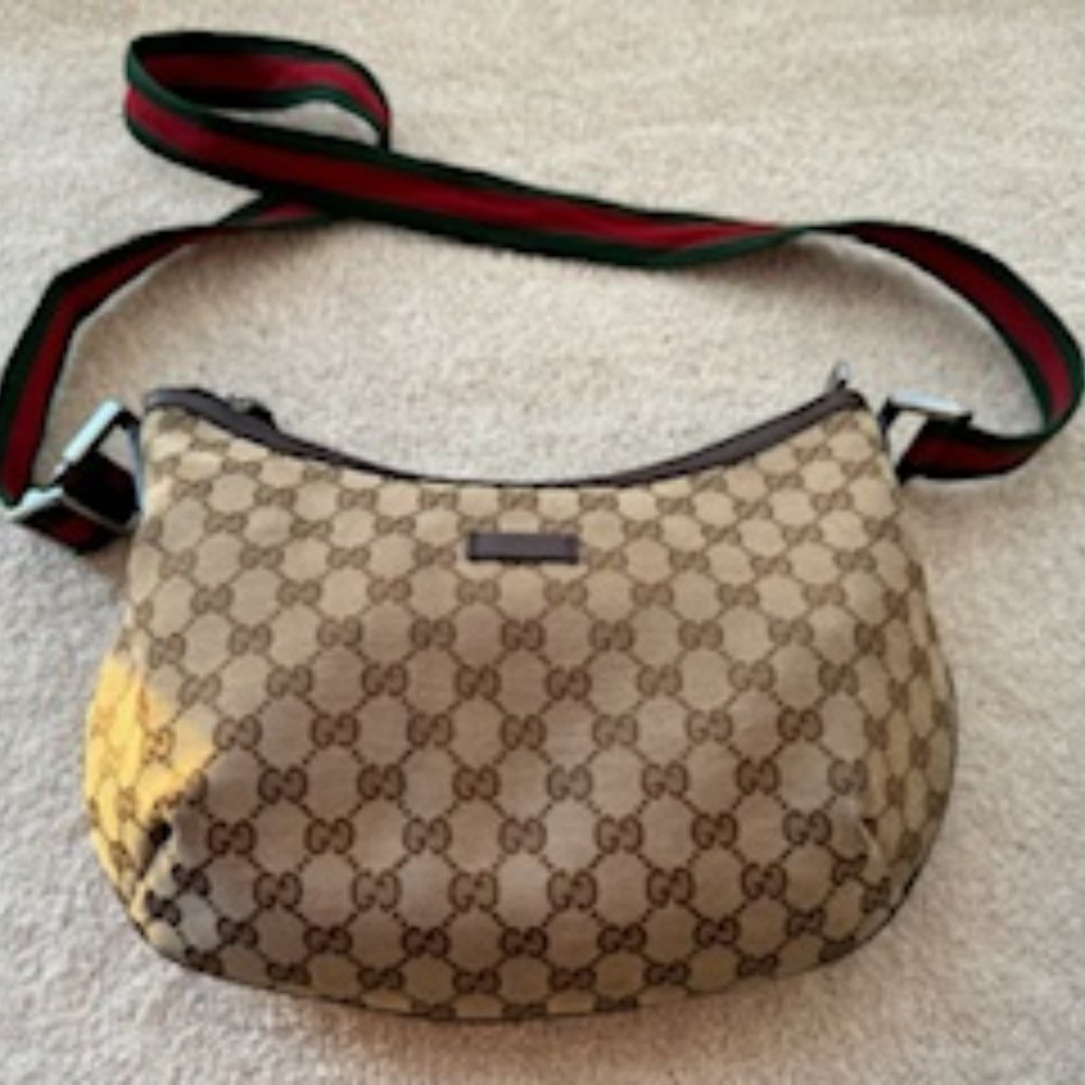 Original pre-loved Gucci brown monogram canvas crossbody bag